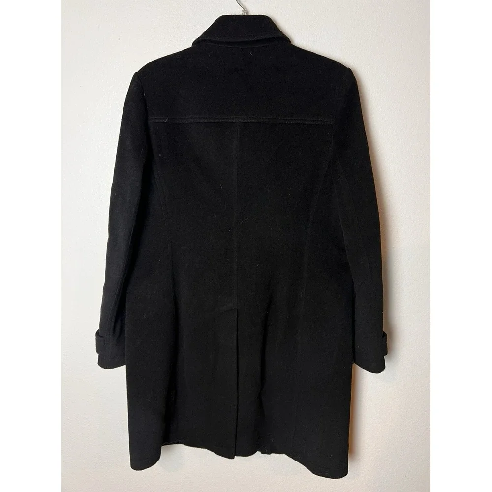 Talbots Coat‎ Women's 8 Black 100% Wool Italian Button Pea Coat Academia Preppy